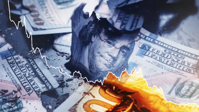 burning graph with money